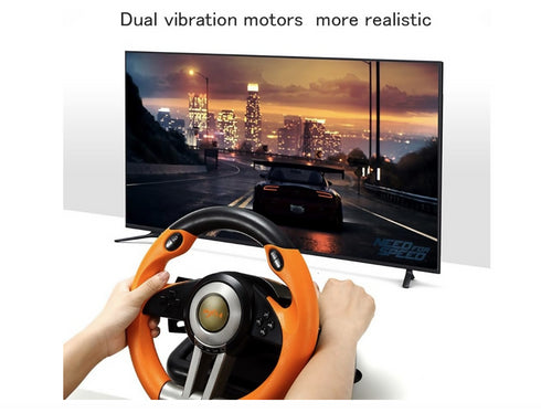 Double Vibration Motor Linear Cool Totem Brake Racing Car Game Steering Wheel for PC Switch PS4 PS3 XBOX ONE